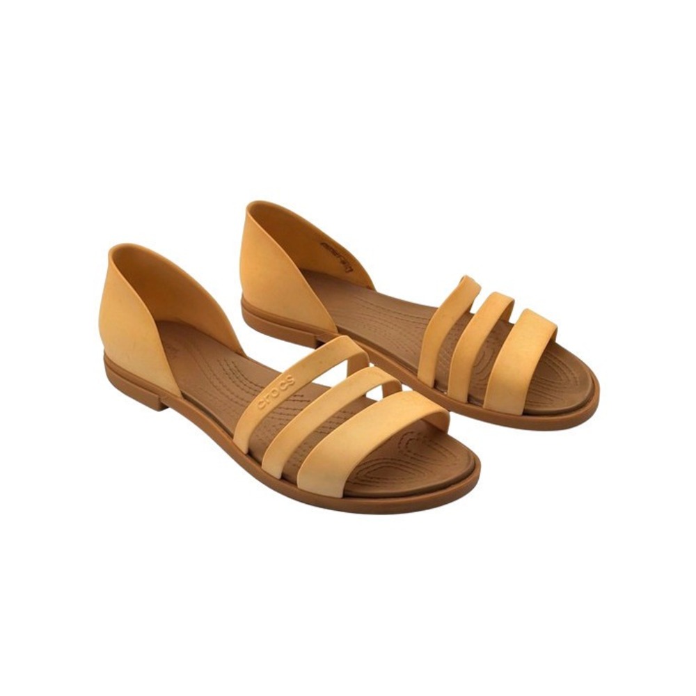 Crocs Tulum Strappy Sandals Women's 6 Marigold Yellow Comfort Slide - Picture 3 of 8